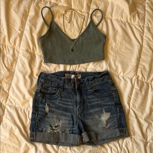 No Boundaries Shorts and Sage Green Wild Fable Top